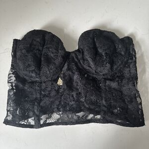 Vintage Victoria’s Secret Gold Label Lace Corset Bustier Floral Sheer 36A XS